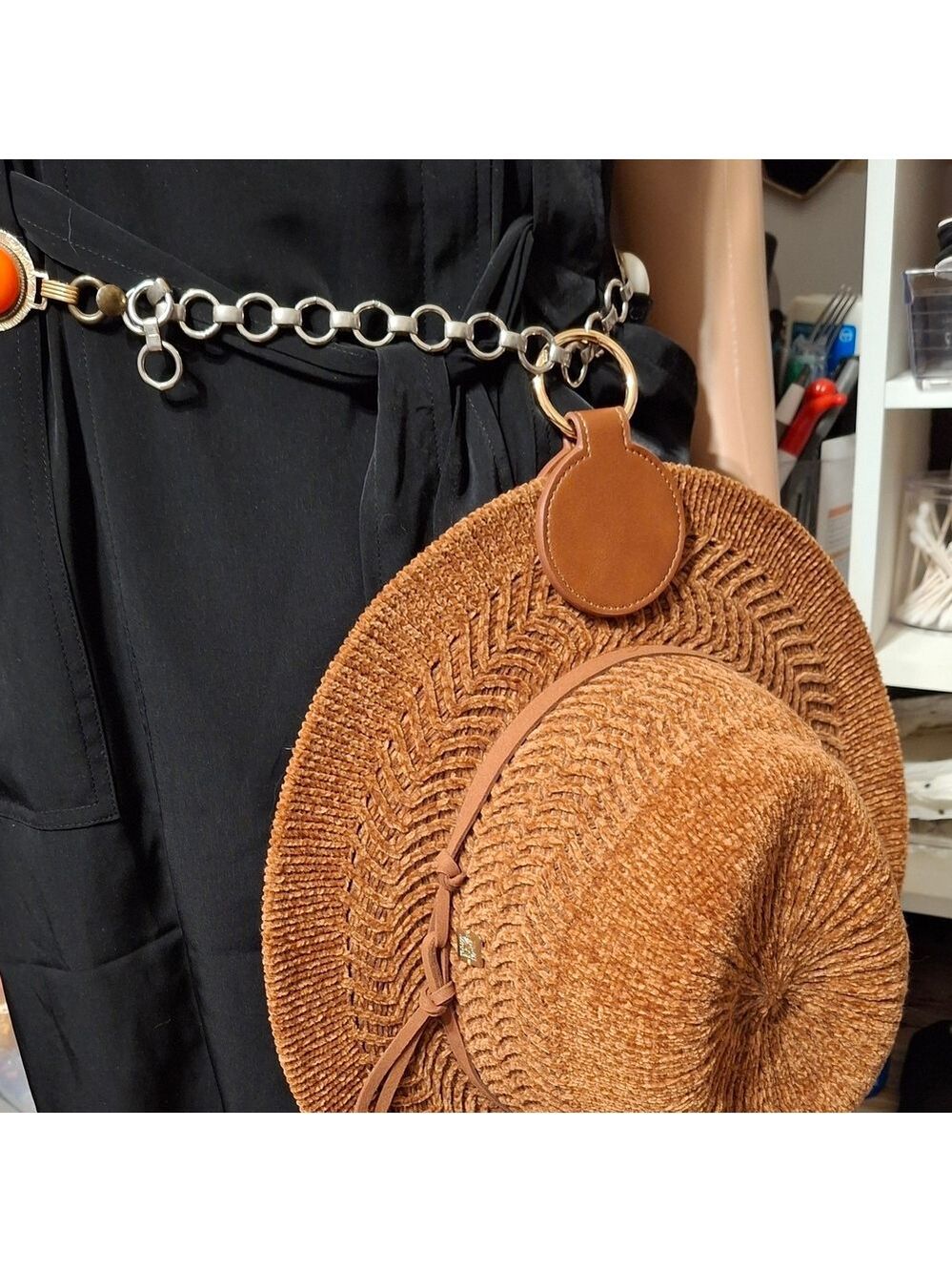 Magnetic Tan Hat Holder With Belt Or Bag Clip